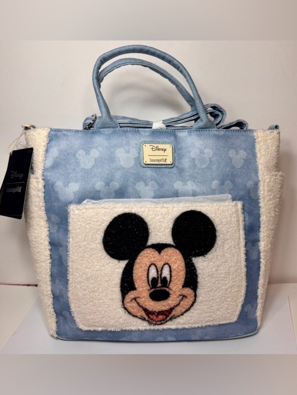 NWT Loungefly x Disney Mickey Mouse Sherpa Convertible Tote Bag.